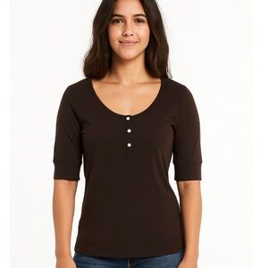 Tommy Bahama Womens Black Henley Top Size Small